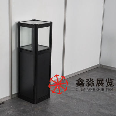 Black color 300x300x950MM short foldable glass showcase